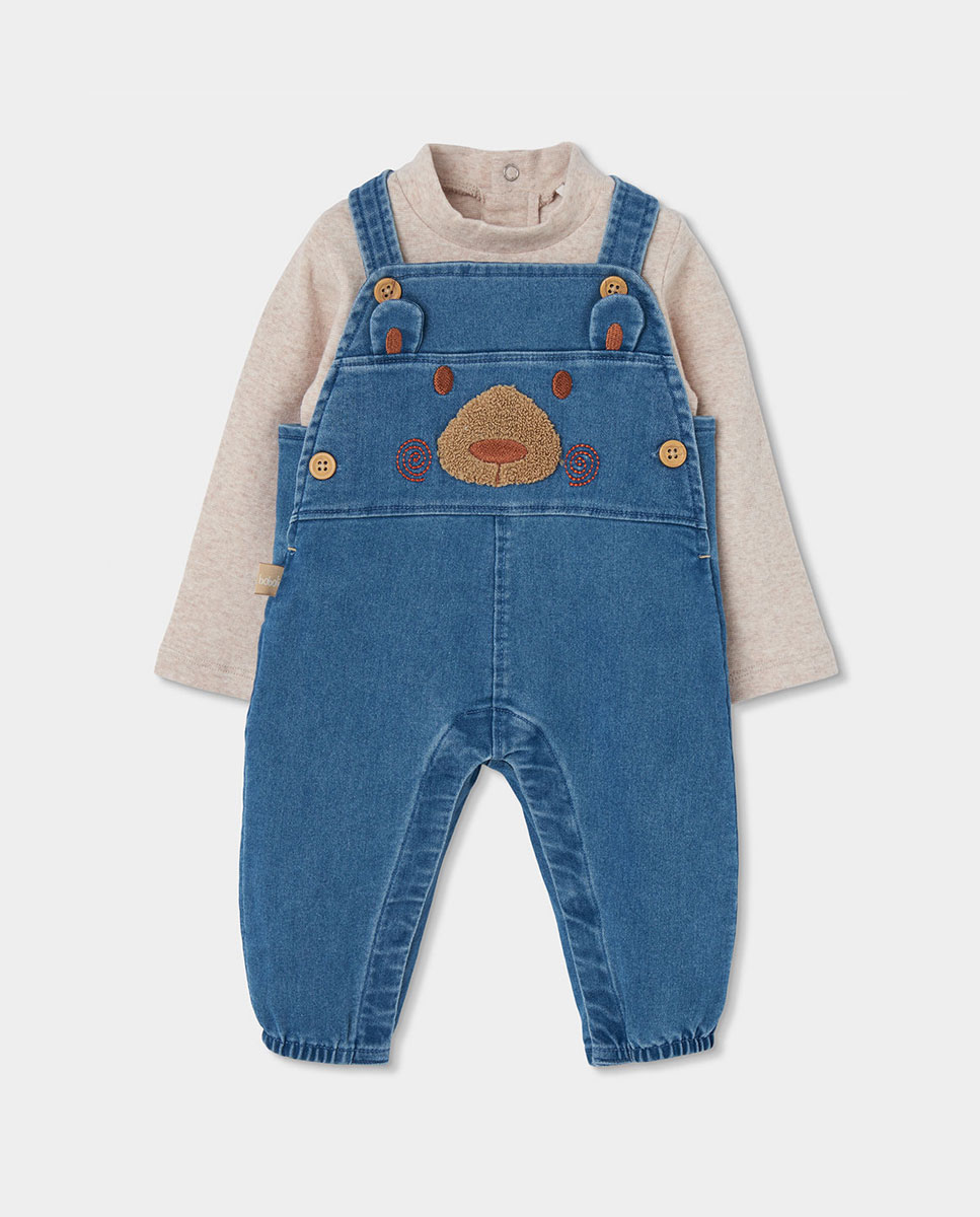 Imagen 0 de Conjunto de punto de bebé niño de manga larga con cuello semicisne Beige