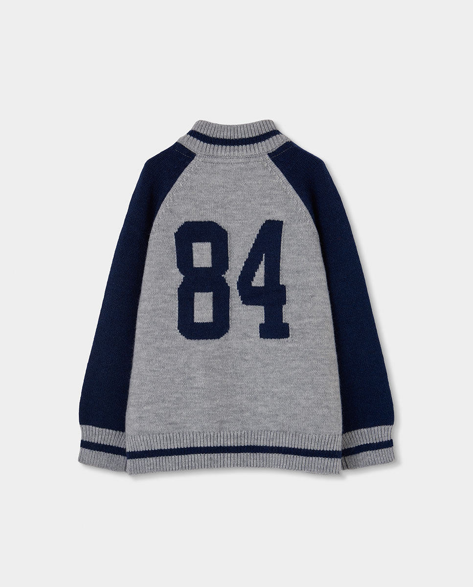 Imagen 3 de Chaqueta de punto de niño con cremallera y cuello semicisne - Boboli - Gris Gris
