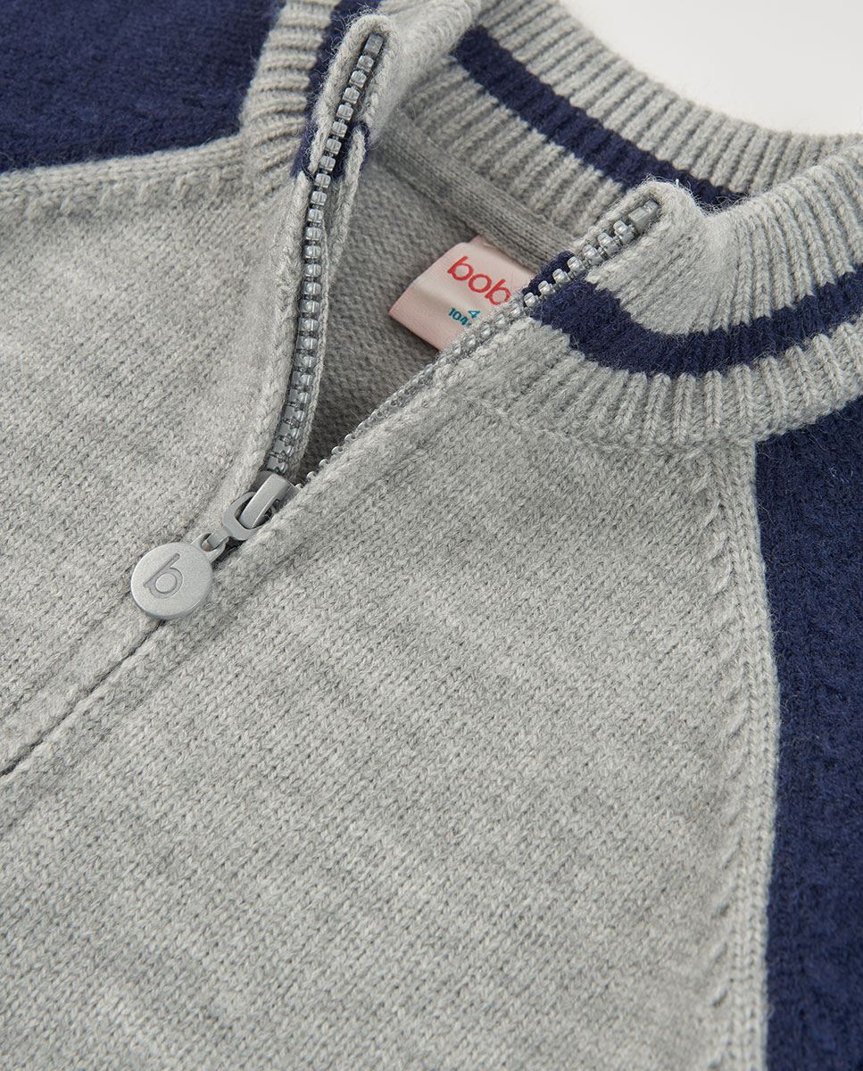 Imagen 2 de Chaqueta de punto de niño con cremallera y cuello semicisne - Boboli - Gris Gris