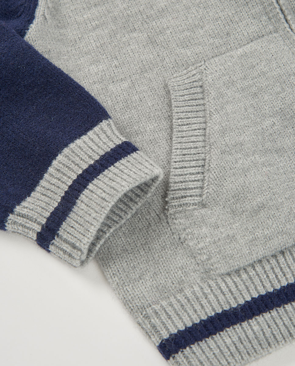 Imagen 4 de Chaqueta de punto de niño con cremallera y cuello semicisne - Boboli - Gris Gris