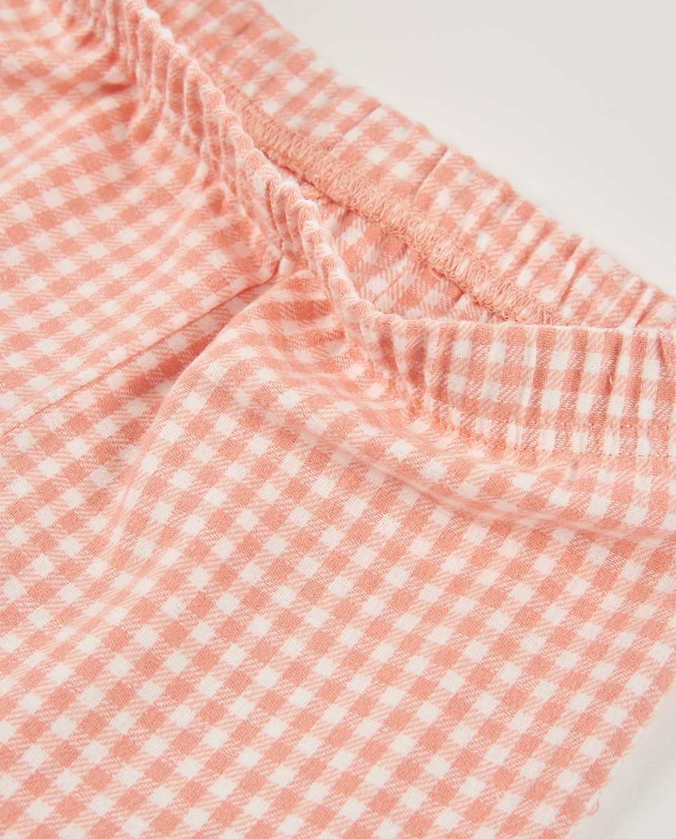 Pijama de canalé de niña de algodón a cuadros - Boboli - Rosa / Blanco Rosa / Blanco-8