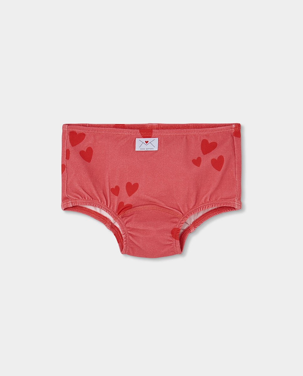 Pack de 3 braguitas de niña de algodón con estampado de corazones - Boboli - Rojo Rojo-4