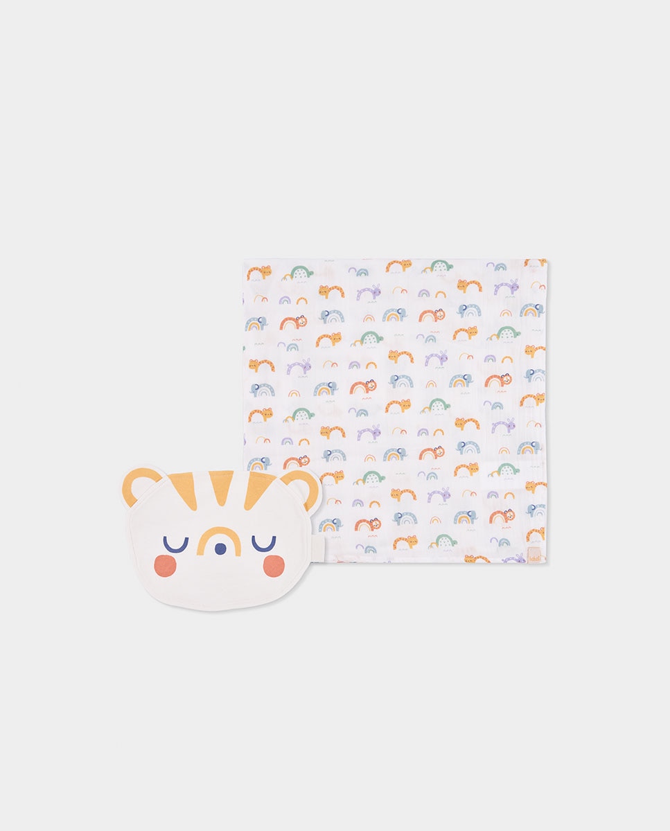 Imagen 0 de Pack canastilla bebé algodón estampado animales Beige