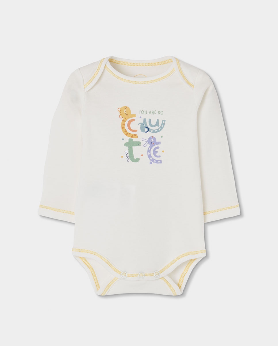 Pack de 2 bodies de algodon con estampado de animales y manga larga - Boboli - Blanco / Amarillo Blanco / Amarillo-2