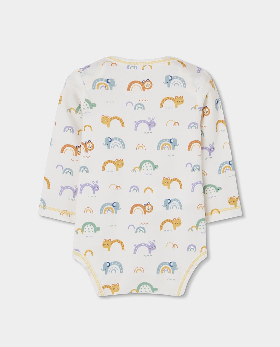 Pack de 2 bodies de algodon con estampado de animales y manga larga - Boboli - Blanco / Amarillo Blanco / Amarillo-6
