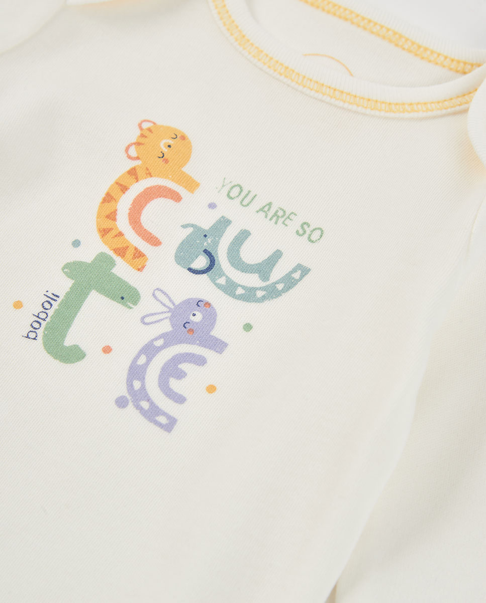 Pack de 2 bodies de algodon con estampado de animales y manga larga - Boboli - Blanco / Amarillo Blanco / Amarillo-7