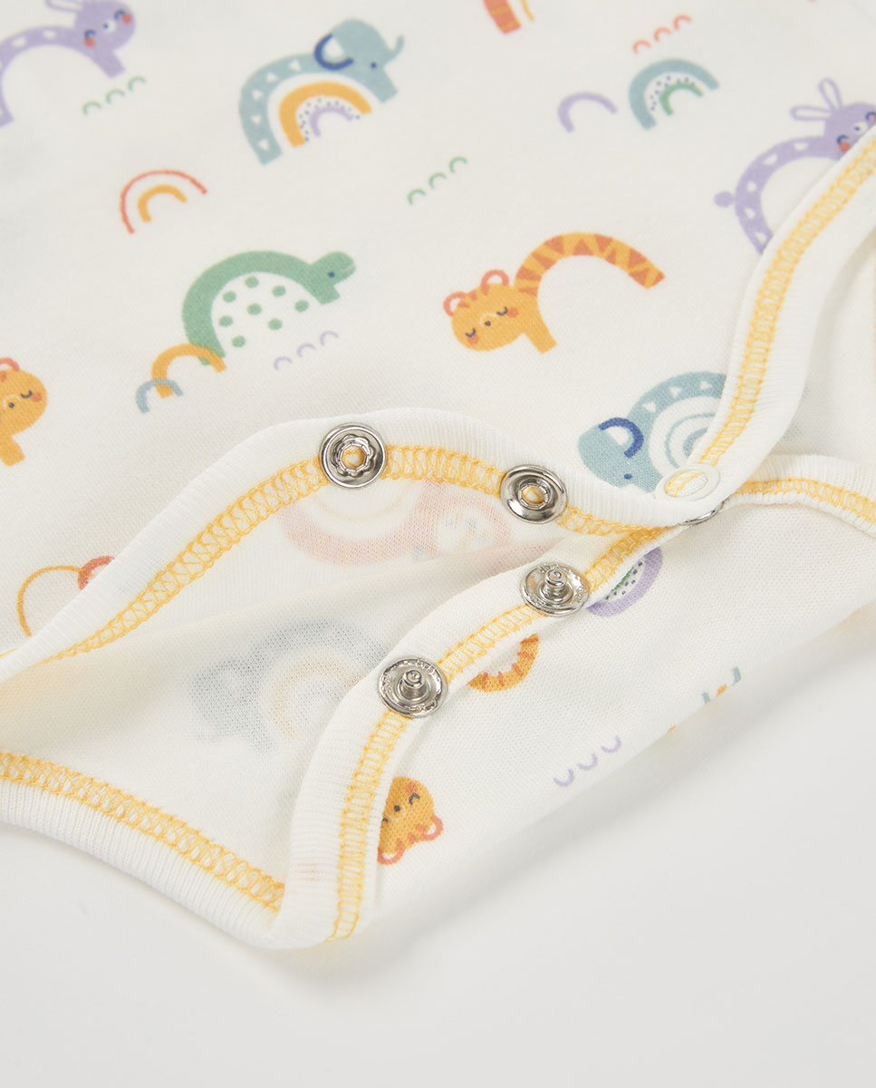 Pack de 2 bodies de algodon con estampado de animales y manga larga - Boboli - Blanco / Amarillo Blanco / Amarillo-8
