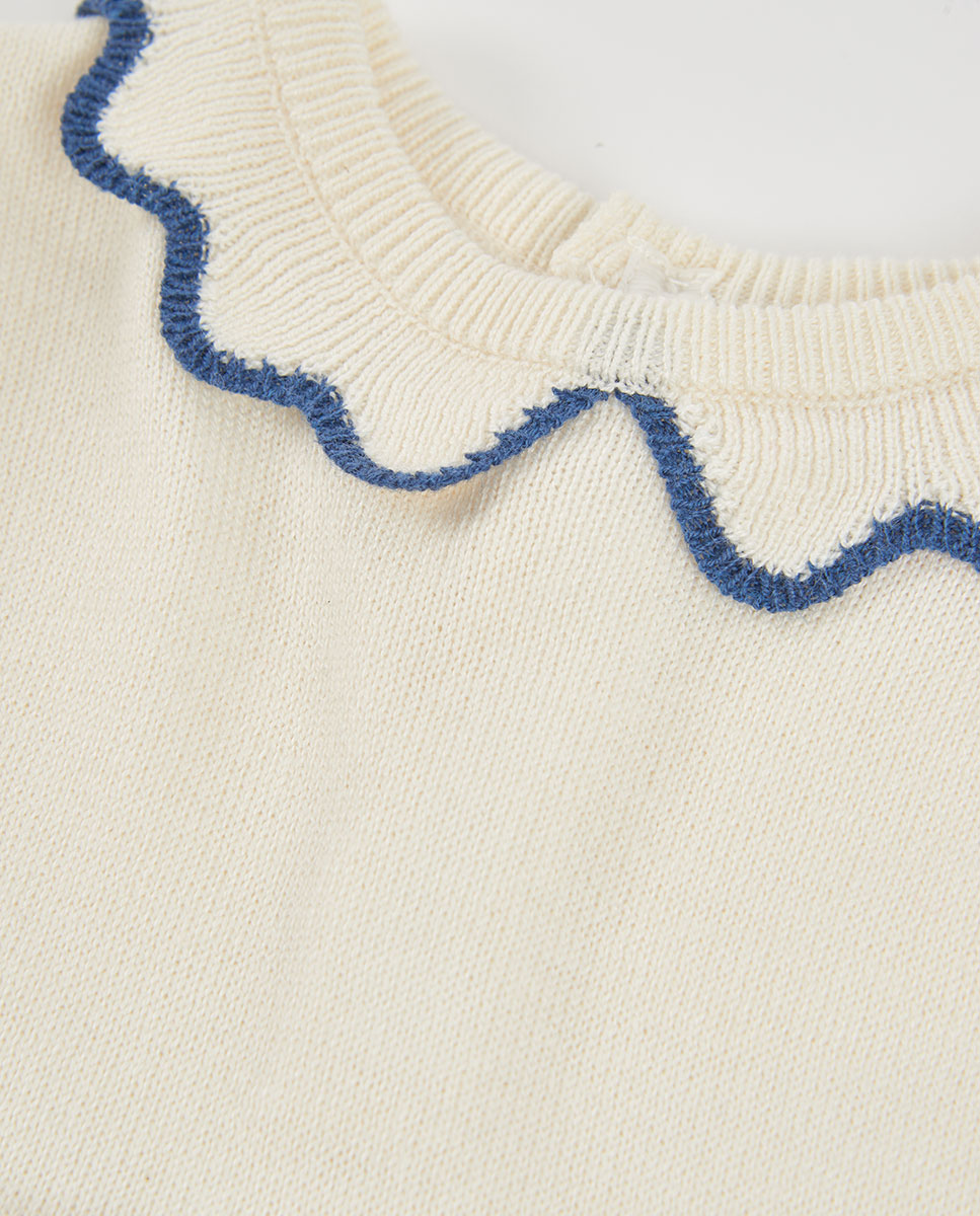 Vestido de punto de bebé niña de manga larga con cuello polo - Boboli - Azul marino Azul marino-2