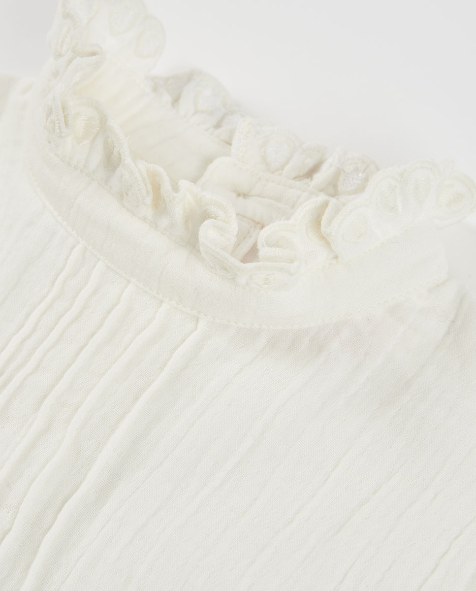 Camiseta de niña de manga larga con cuello redondo - Boboli - Blanco Blanco-4