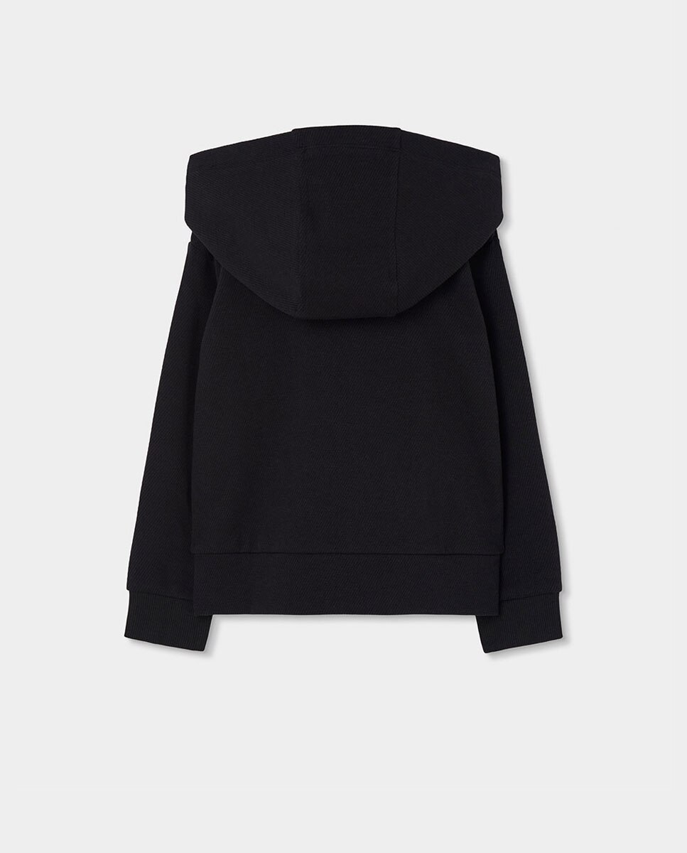 Chaqueta de niña con capucha y cremallera - Boboli - Negro / Plata Negro / Plata-3