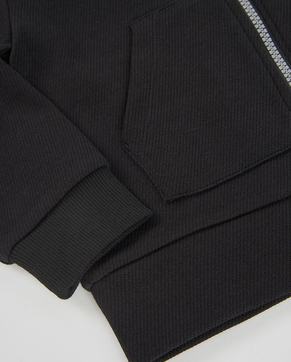 Chaqueta de niña con capucha y cremallera - Boboli - Negro / Plata Negro / Plata-4