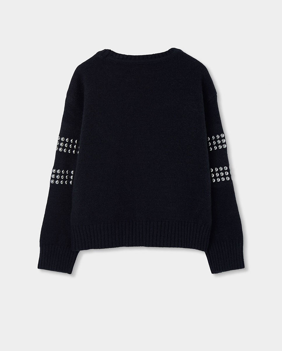 Vestido vaquero de niña de manga larga con cuello camisero - Boboli - Negro / Plata Negro / Plata-3