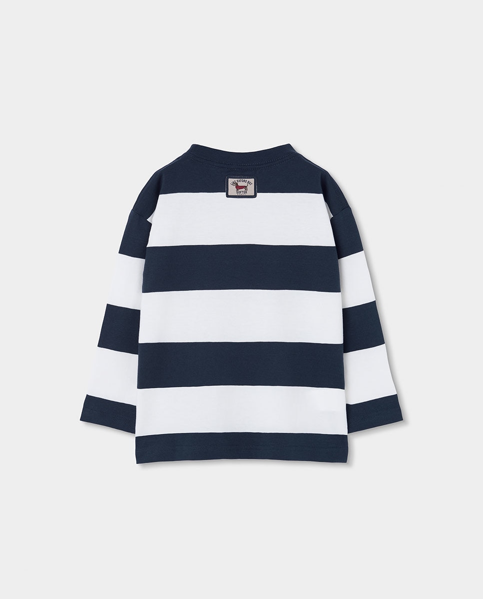 Camiseta de niño de algodón de manga larga con estampado de rayas - Boboli - Blanco Blanco-3