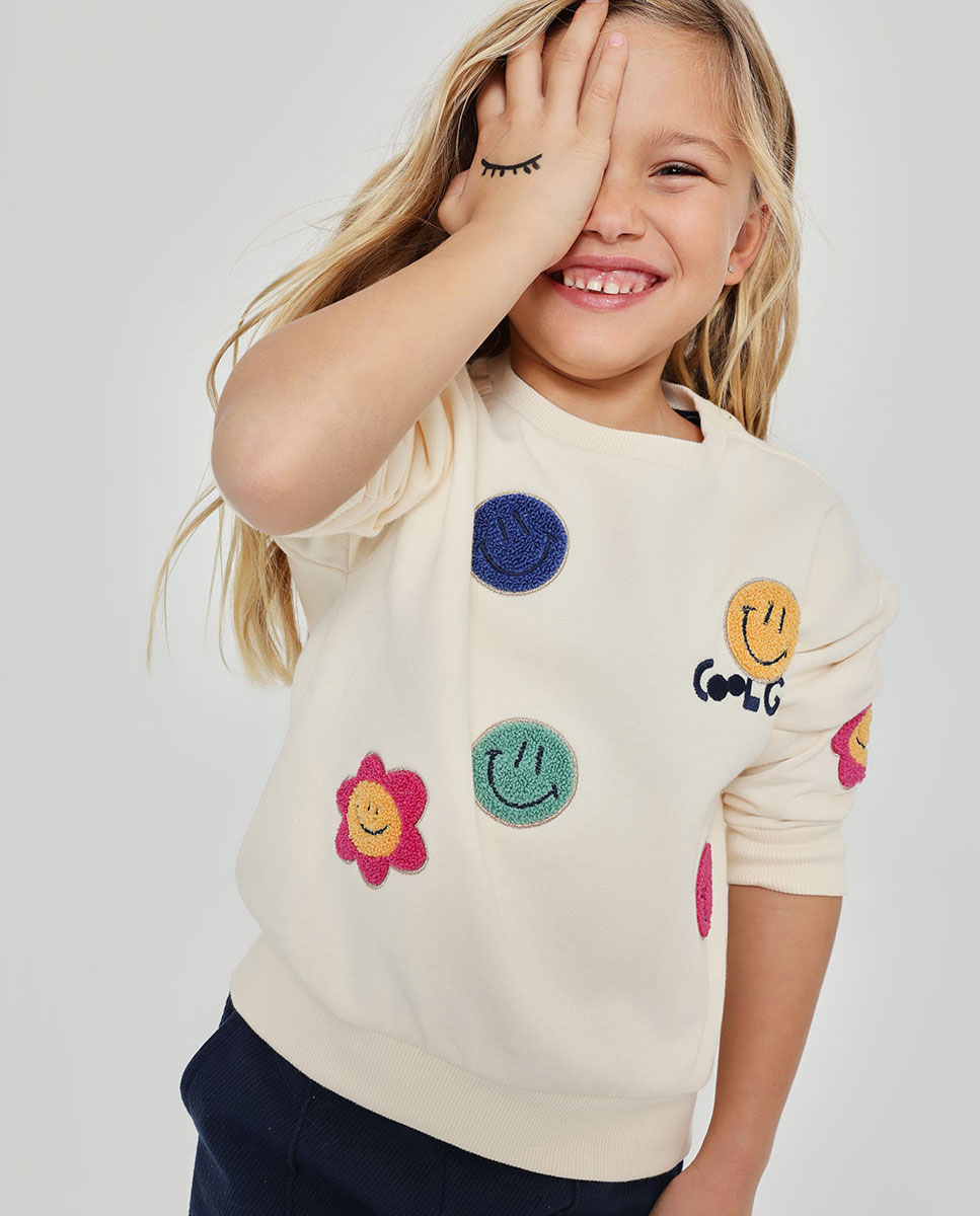 Imagen 0 de Vestido de felpa de niña de manga larga y cuello redondo Azul marino