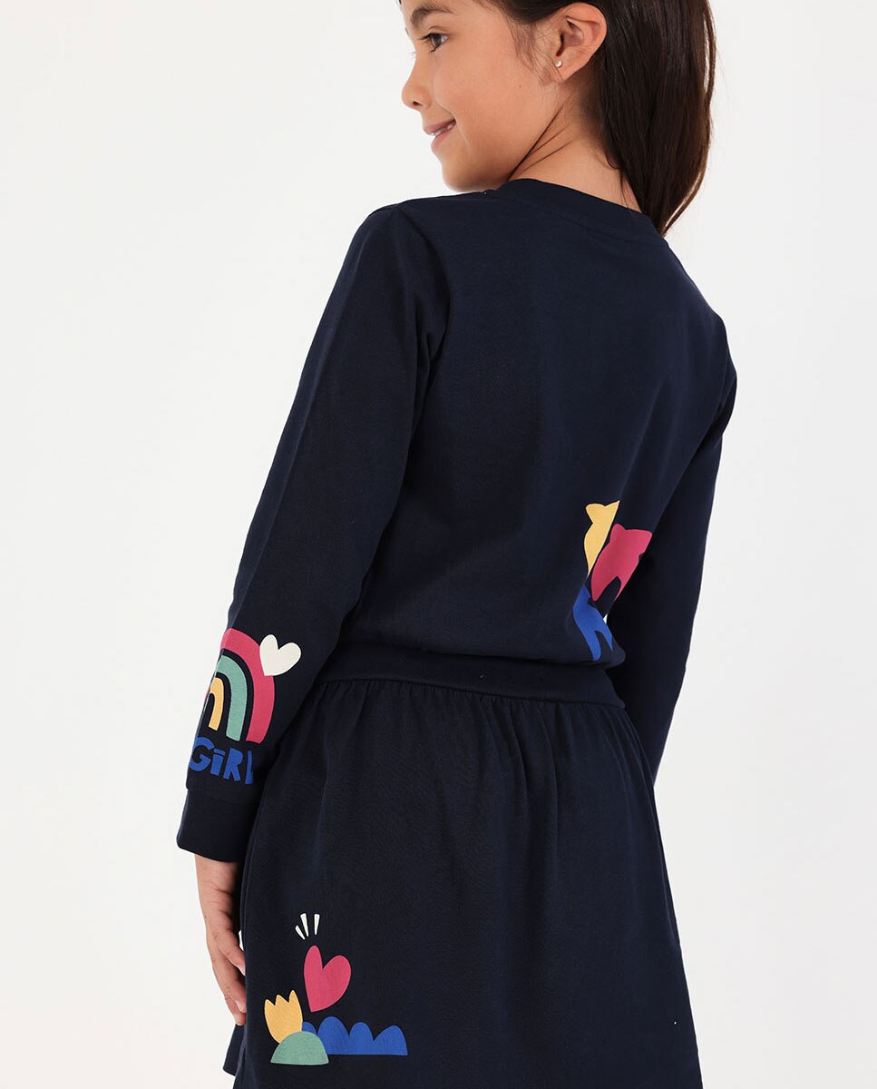 Imagen 2 de Vestido de punto de niña de algodón y manga larga - Boboli - Multicolor Multicolor