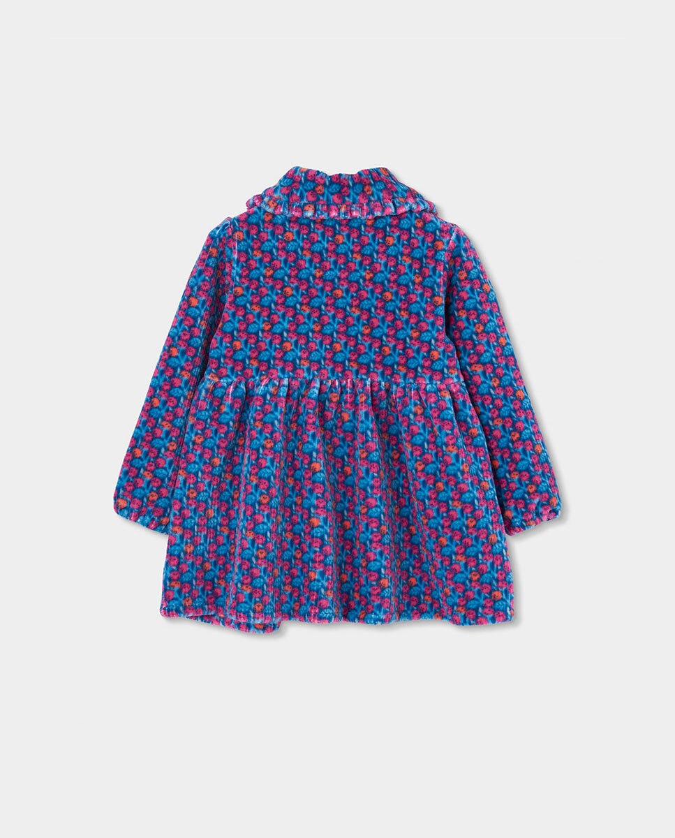 Vestido de niña de manga larga con cuello camisero - Boboli - Azul marino / Rosa Azul marino / Rosa-2