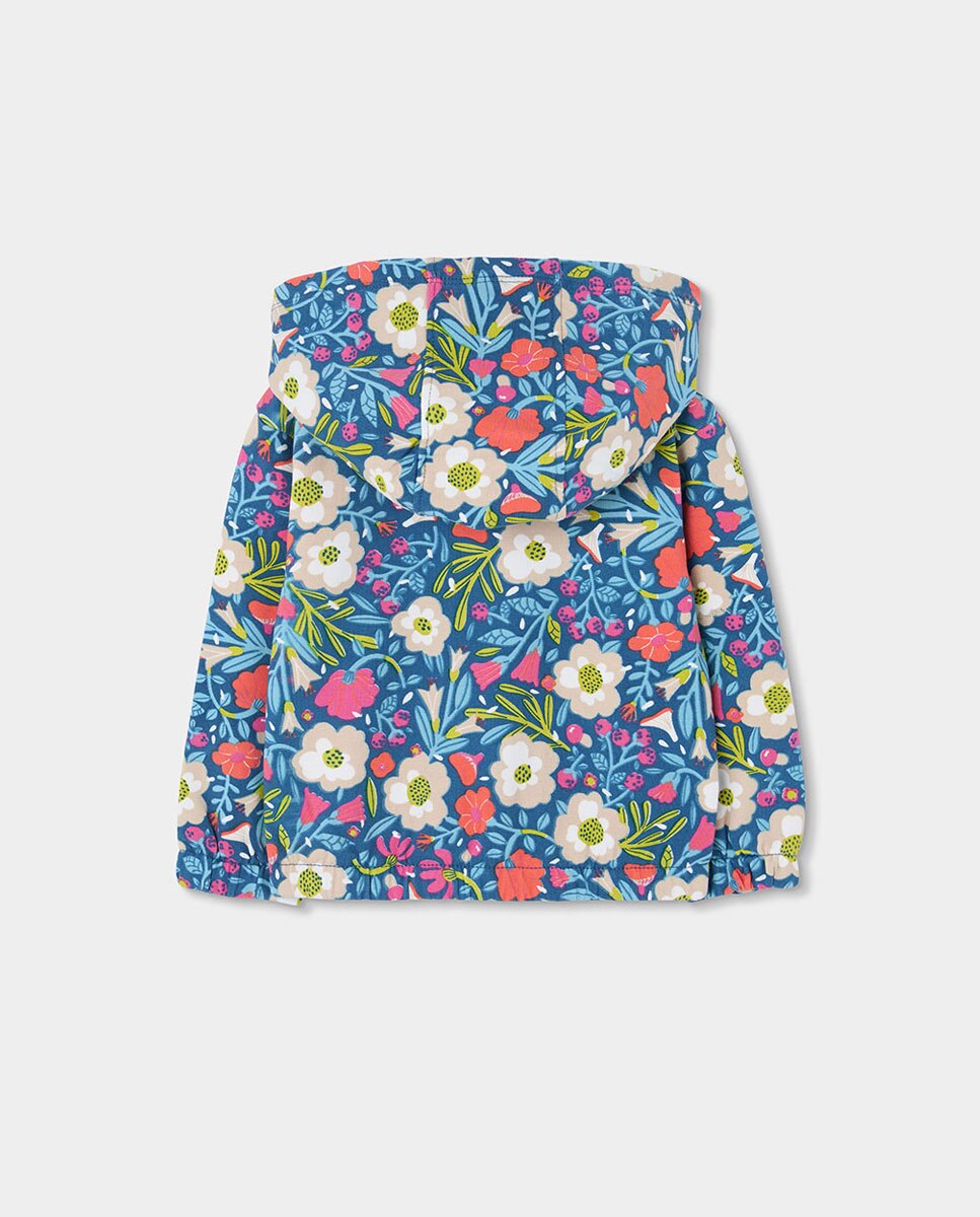 Chaqueta de felpa de niña con estampado de flores y capucha - Boboli - Azul marino Azul marino-3