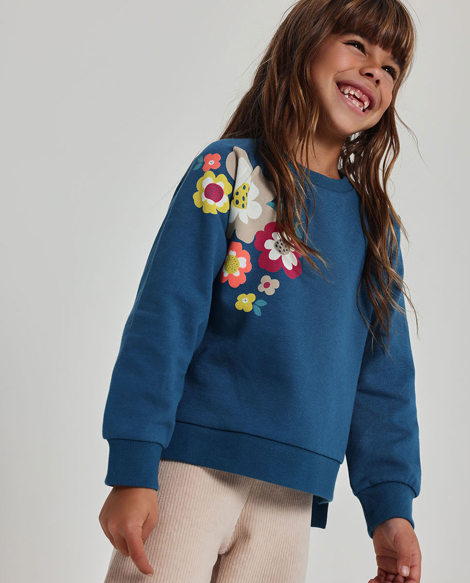 Imagen 0 de Sudadera de felpa de niña de algodón y manga larga Multicolor