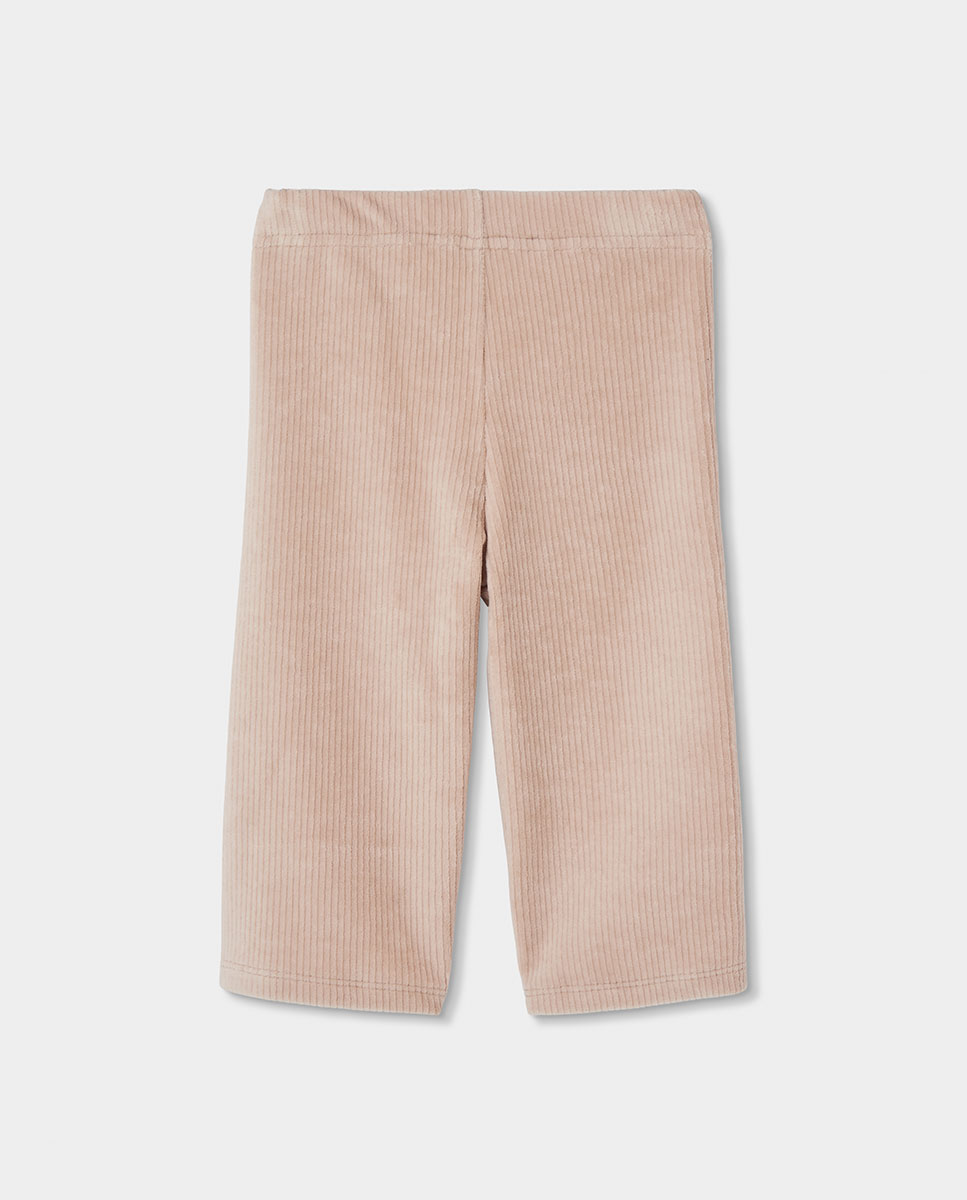 Pantalón de pana de niña amplio de tiro alto - Boboli - Natural Natural-3