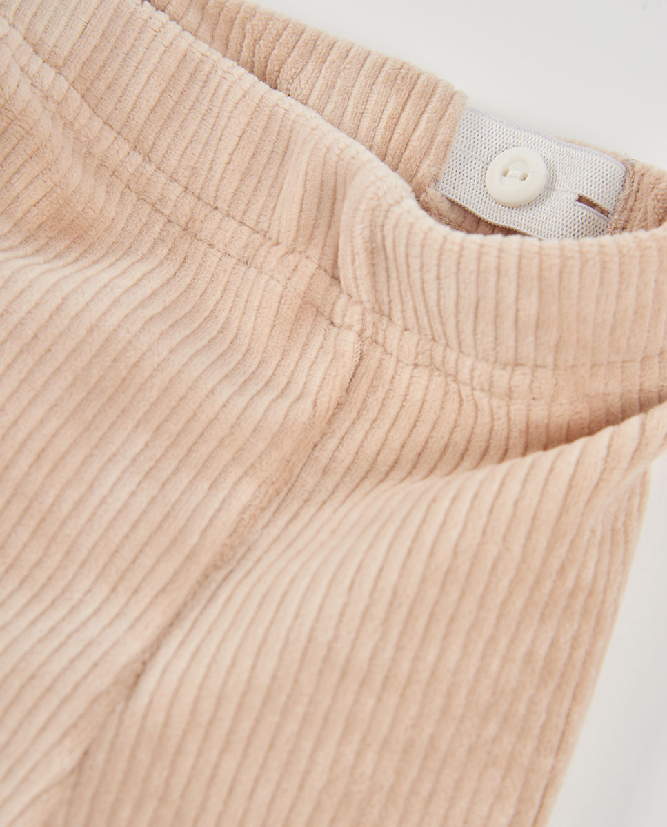 Pantalón de pana de niña amplio de tiro alto - Boboli - Natural Natural-2