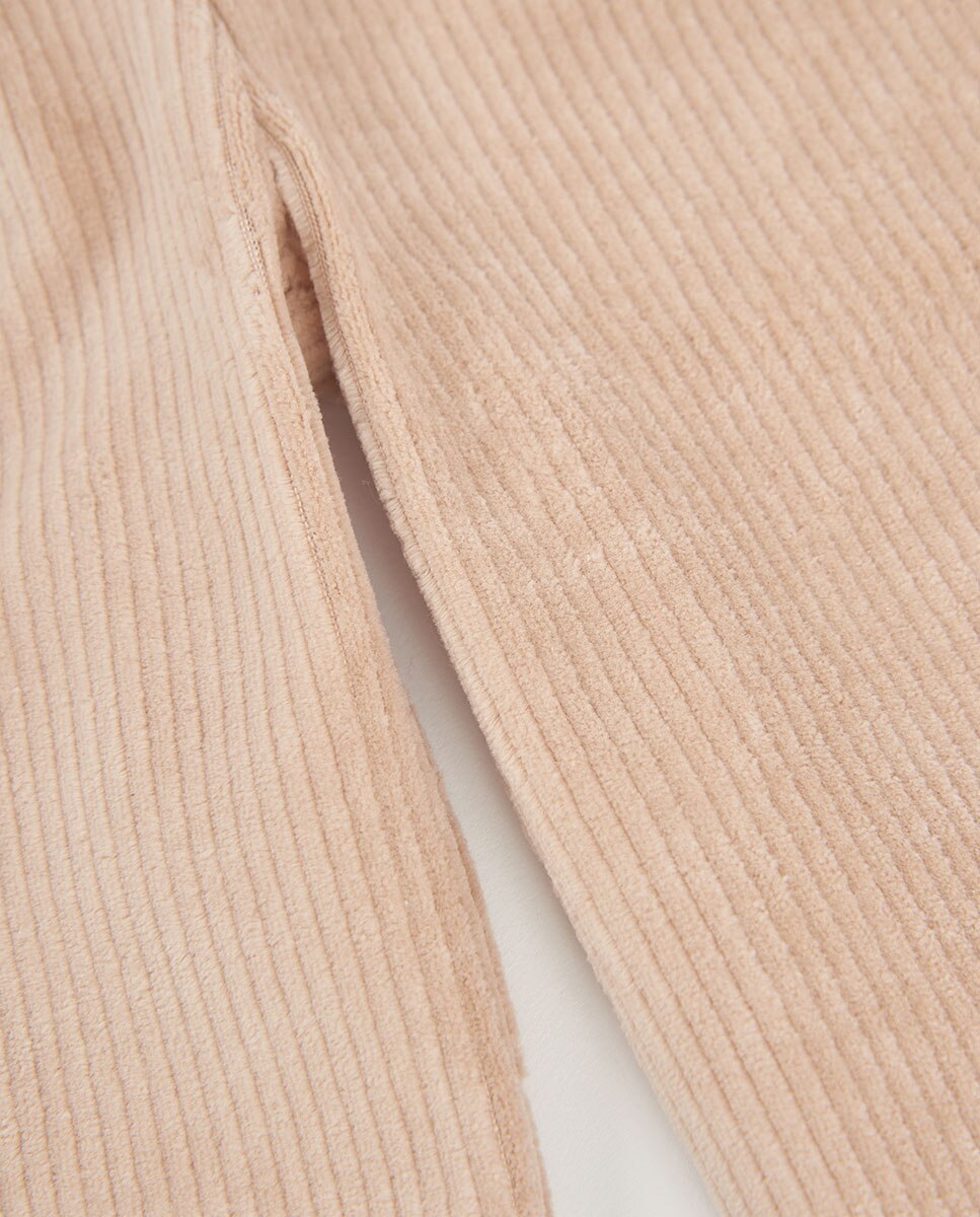 Pantalón de pana de niña amplio de tiro alto - Boboli - Natural Natural-4