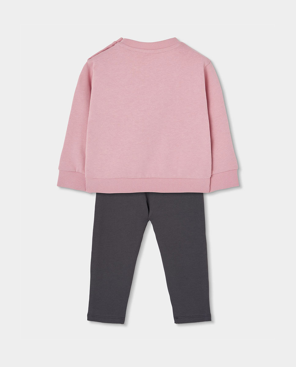 Camiseta de niña de manga larga con cuello redondo - Boboli - Rosa / Verde Rosa / Verde-3