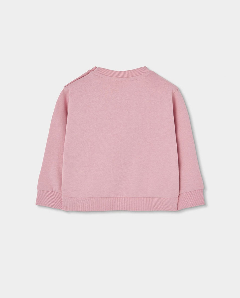 Camiseta de niña de manga larga con cuello redondo - Boboli - Rosa / Verde Rosa / Verde-5