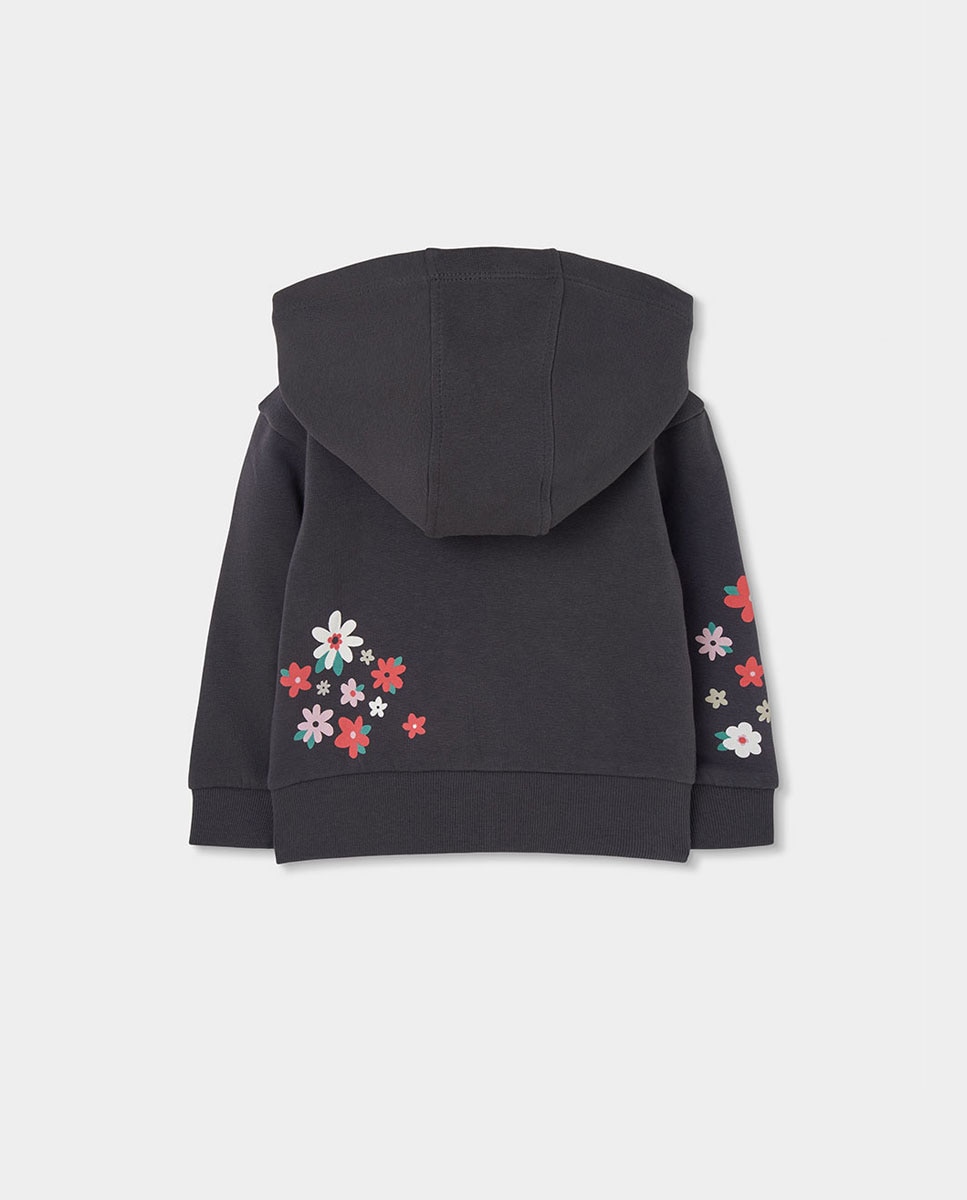 Vestido de felpa de niña con estampado de flores y manga larga - Boboli - Multicolor Multicolor-3