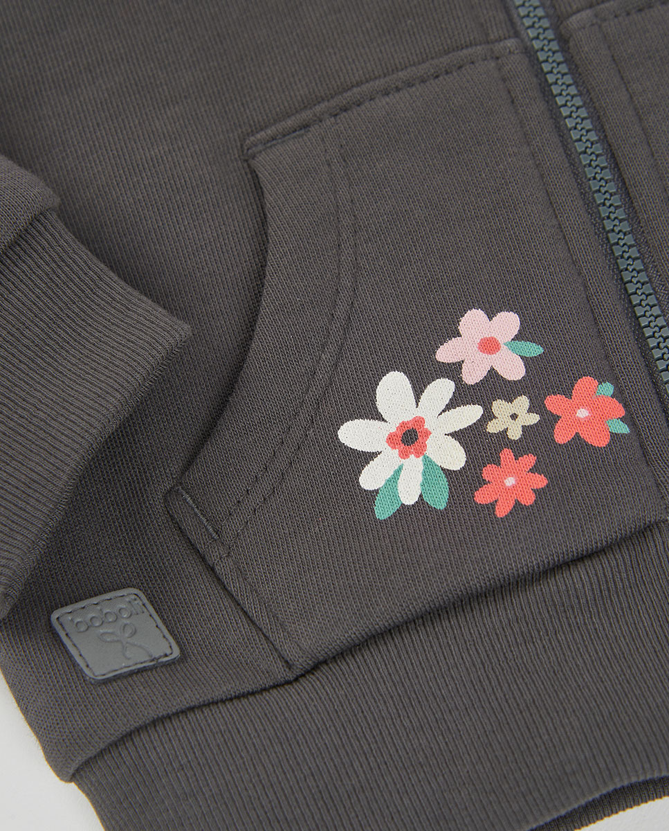 Vestido de felpa de niña con estampado de flores y manga larga - Boboli - Multicolor Multicolor-4