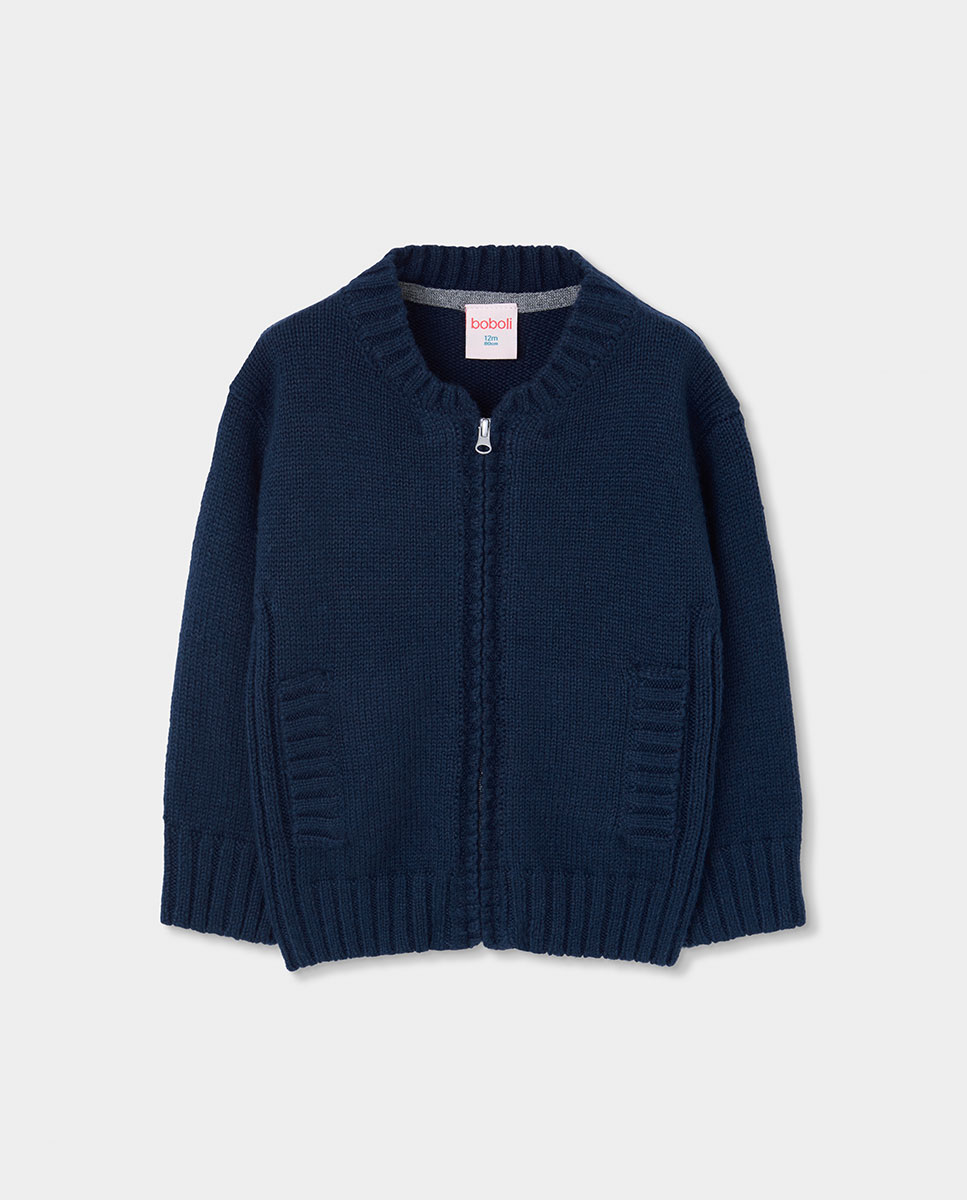 Imagen 1 de Chaqueta de punto de niño de manga larga con cuello semicisne Gris