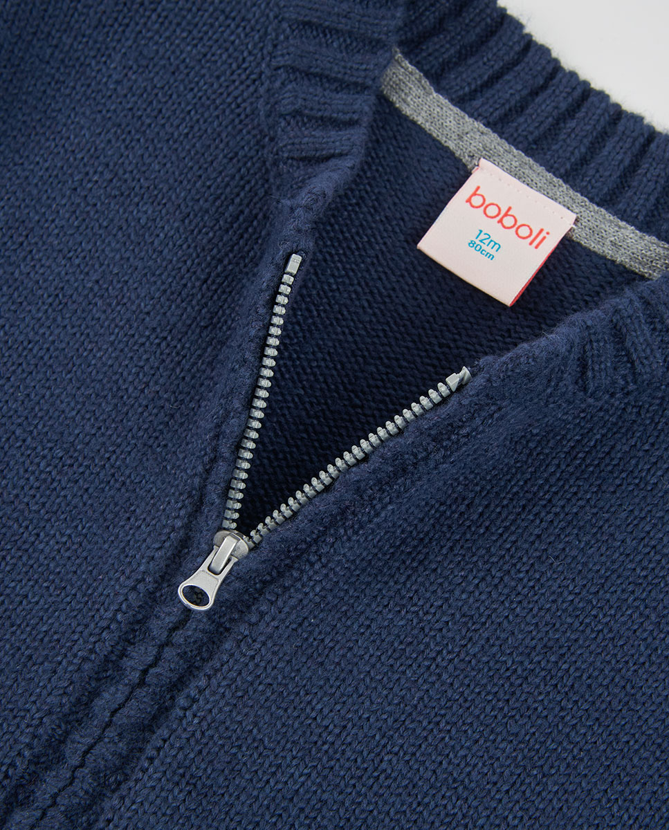 Imagen 2 de Chaqueta de punto de niño de manga larga con cuello semicisne - Boboli - Gris Gris