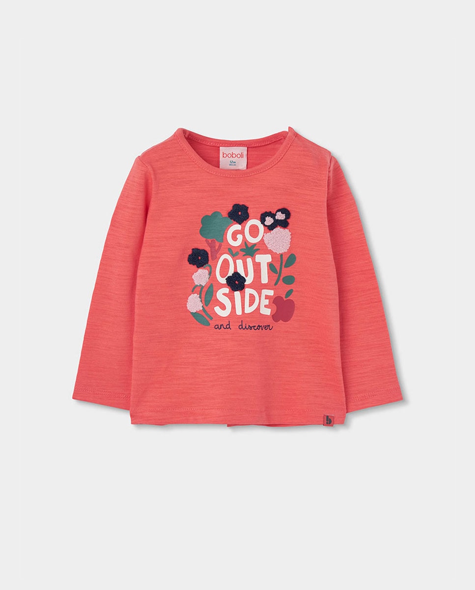 Camiseta de niña de algodón de manga larga con cuello redondo - Boboli - Multicolor Multicolor-1
