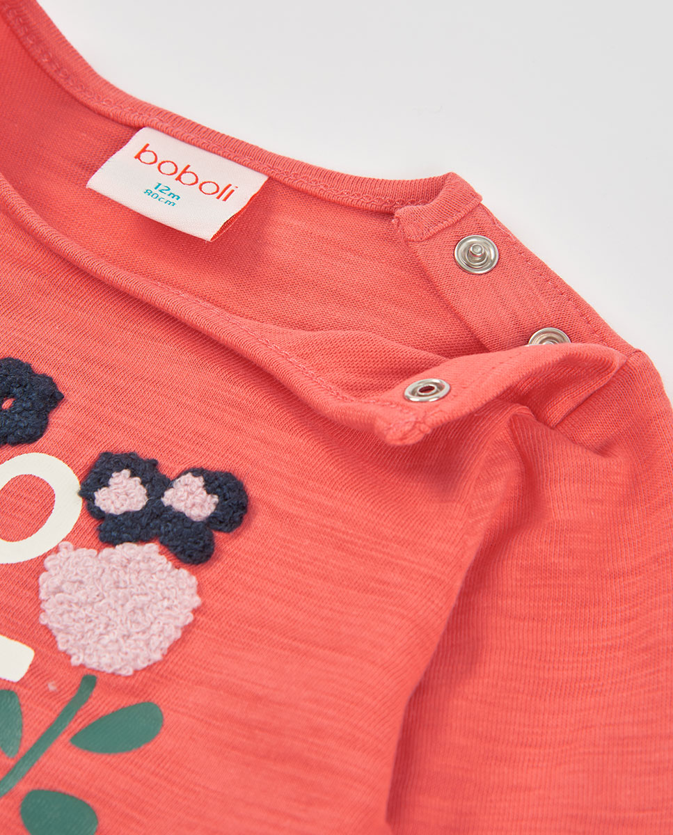 Camiseta de niña de algodón de manga larga con cuello redondo - Boboli - Multicolor Multicolor-2