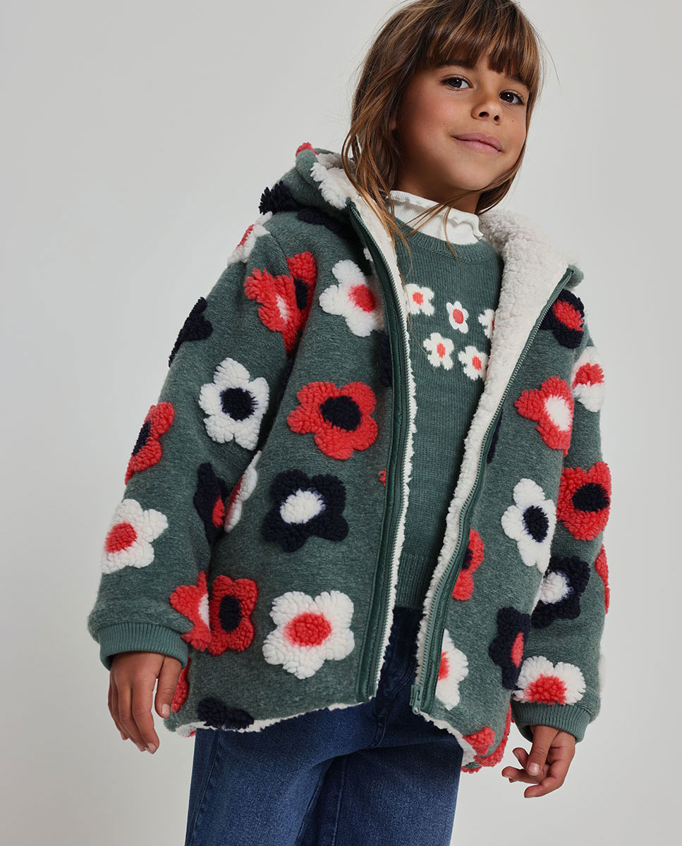 Imagen 0 de Chaquetón de niña con estampado de flores y capucha Multicolor