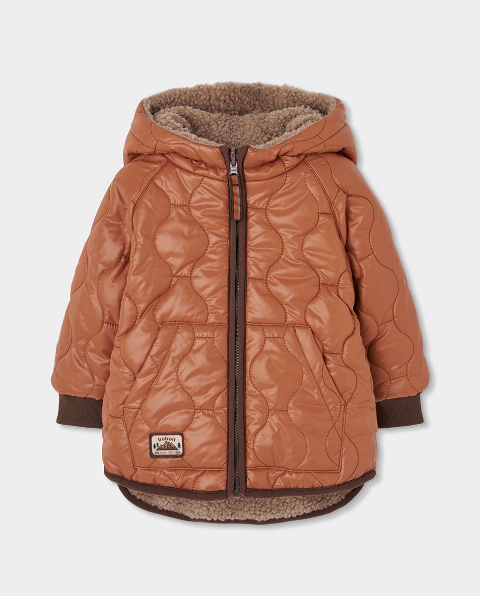 Parka reversible de niño con capucha y cremallera - Boboli - Marrón / Blanco roto Marrón / Blanco roto-3