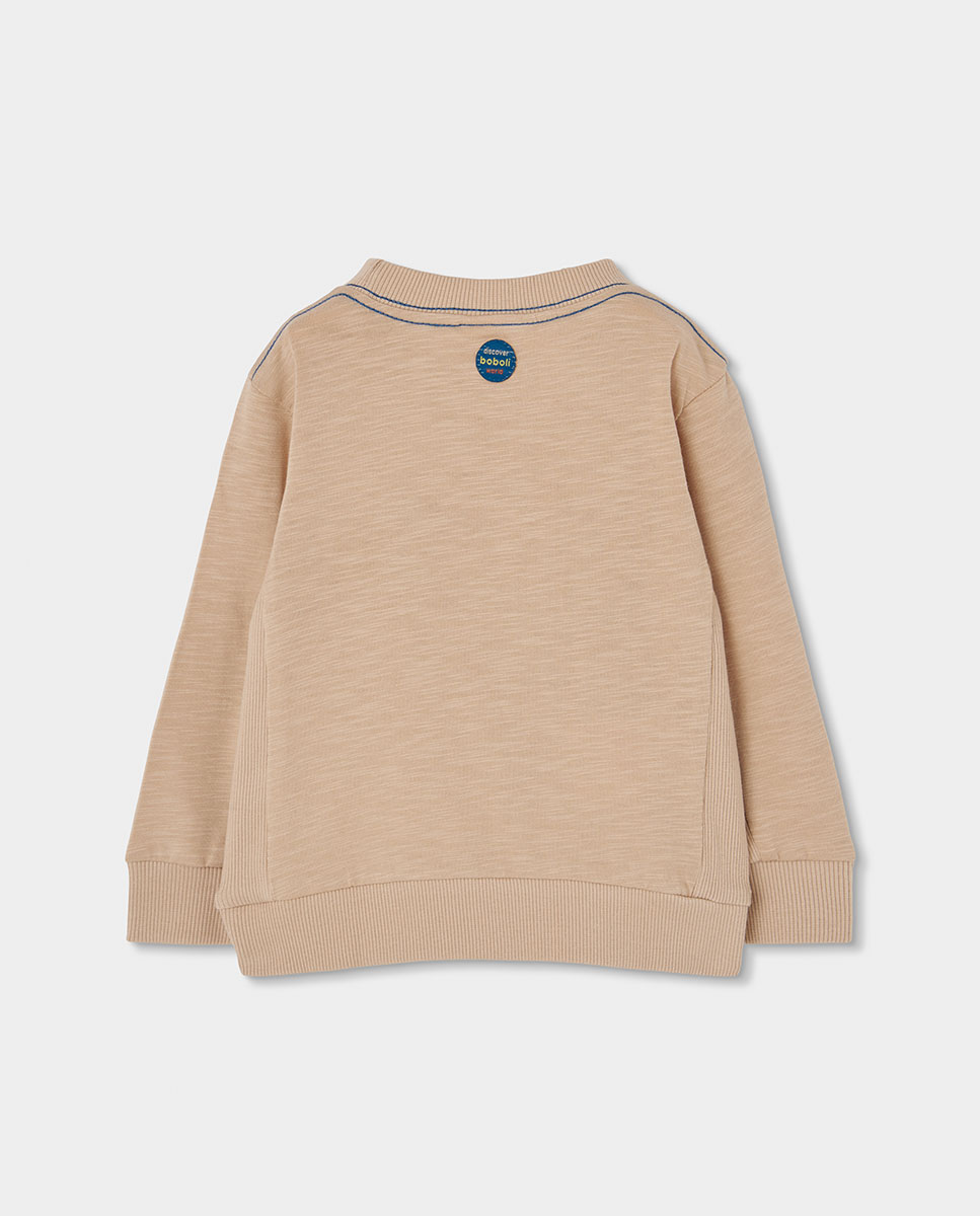 Sudadera de algodón de niño de manga larga con cuello redondo - Boboli - Marrón claro Marrón claro-3