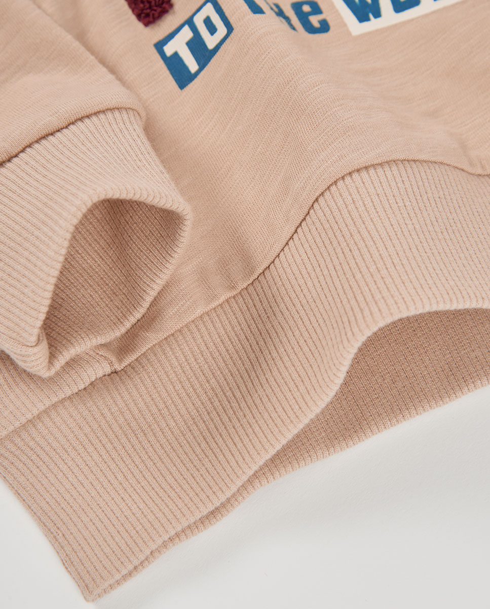 Sudadera de algodón de niño de manga larga con cuello redondo - Boboli - Marrón claro Marrón claro-4