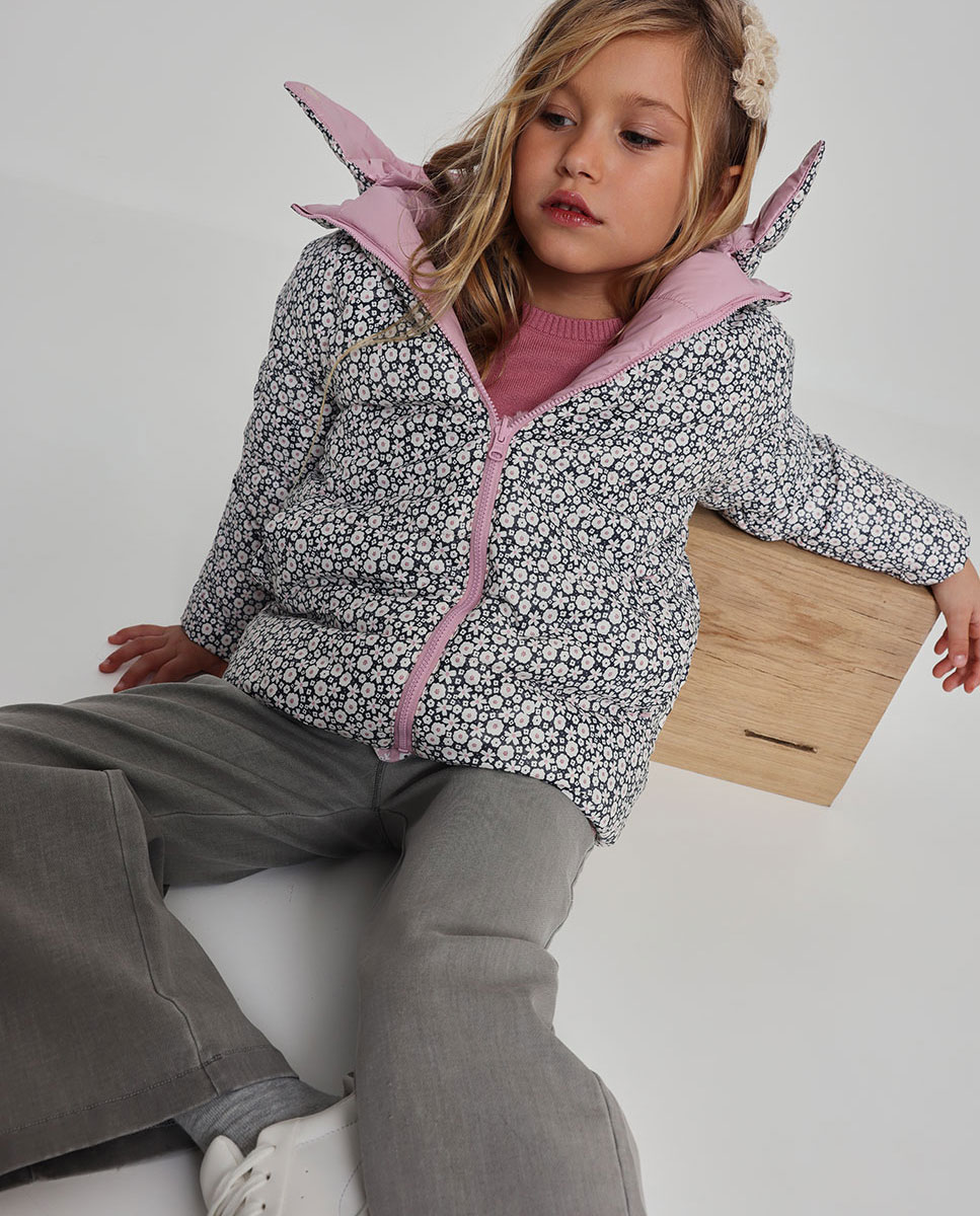 Imagen 2 de Parka reversible de niña con capucha y cremallera - Boboli - Blanco / Negro Blanco / Negro