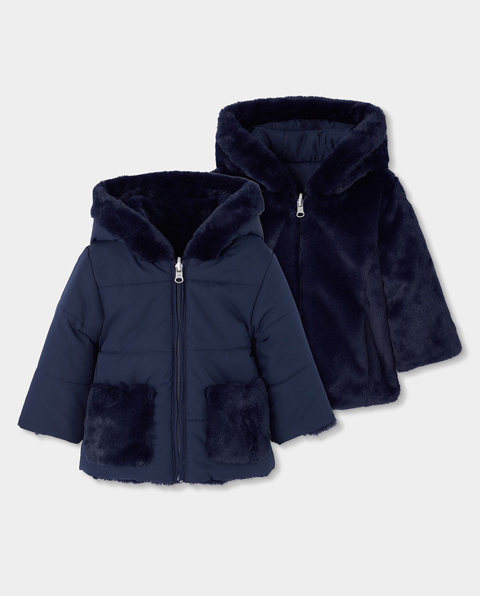 Imagen 0 de Parka de niña reversible con capucha y bolsillos Azul marino
