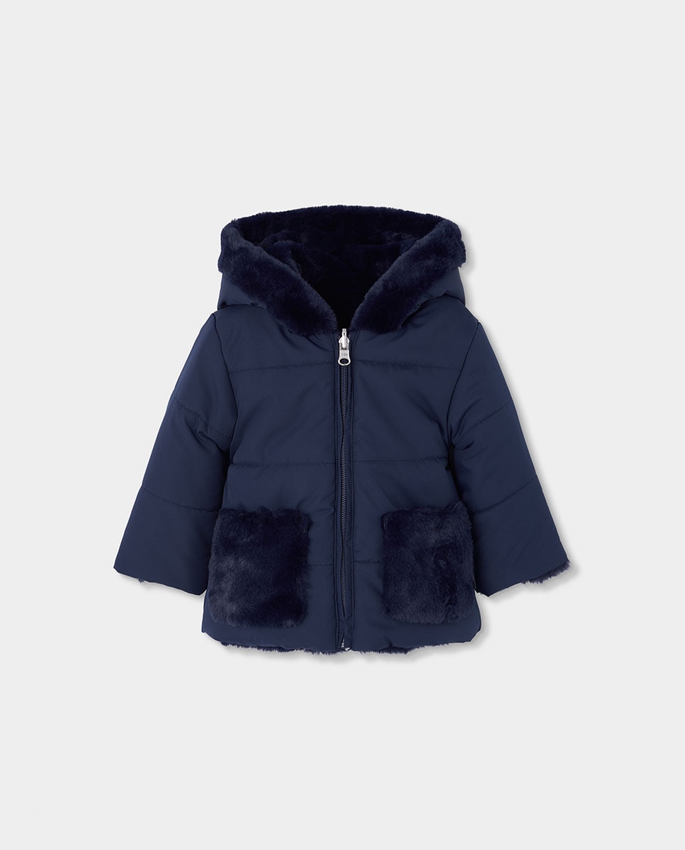 Parka de niña reversible con capucha y bolsillos - Boboli - Azul marino Azul marino-2