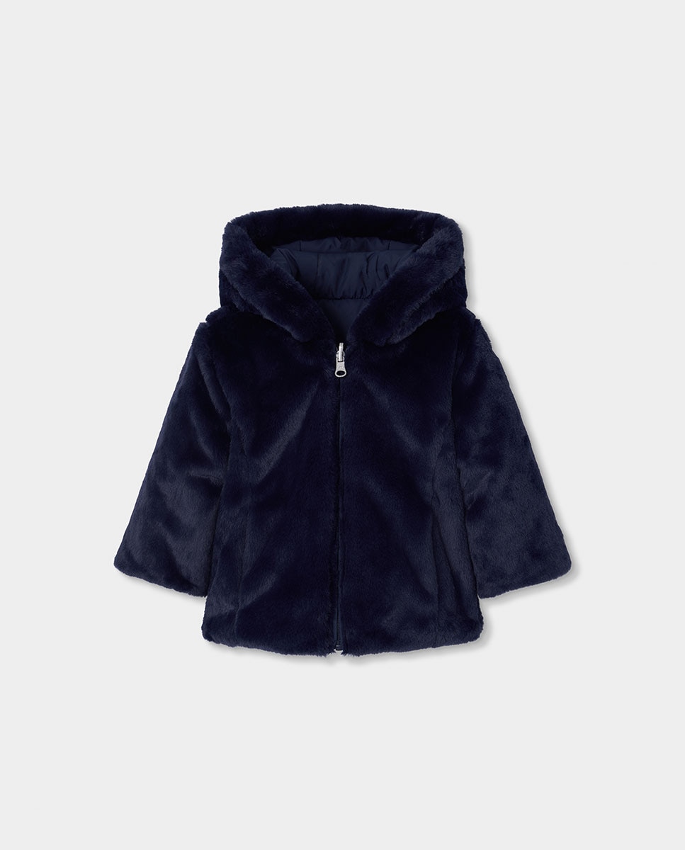 Parka de niña reversible con capucha y bolsillos - Boboli - Azul marino Azul marino-4