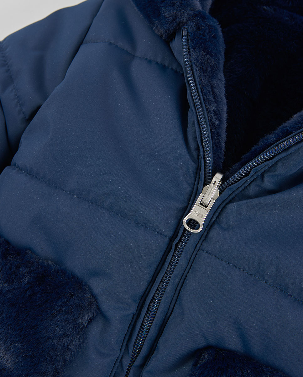 Parka de niña reversible con capucha y bolsillos - Boboli - Azul marino Azul marino-7
