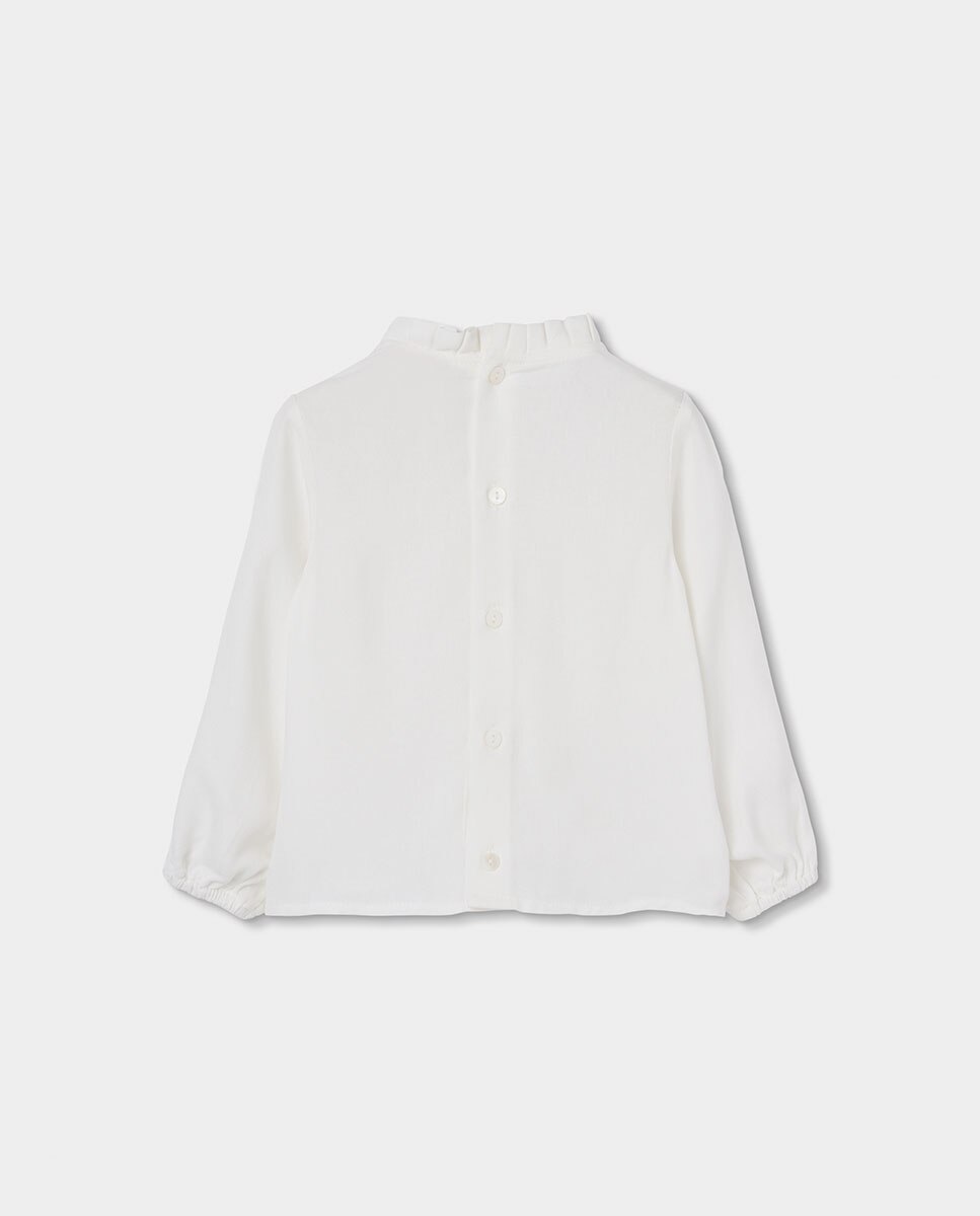Chaqueta de punto de niña de manga larga con cuello redondo - Boboli - Blanco Blanco-3