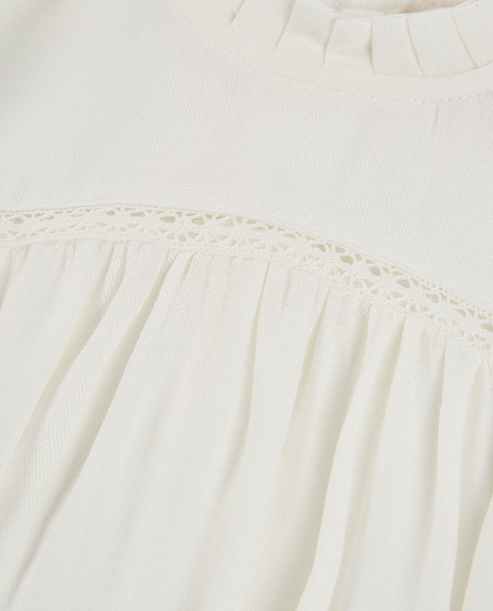 Chaqueta de punto de niña de manga larga con cuello redondo - Boboli - Blanco Blanco-2