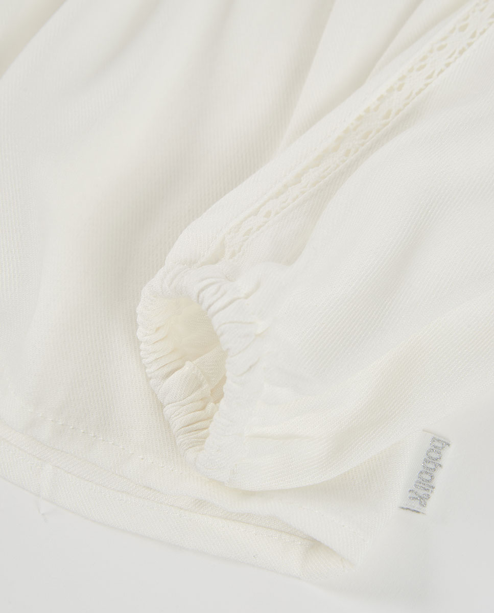 Blusa de niña de manga larga con cuello redondo - Boboli - Blanco Blanco-4