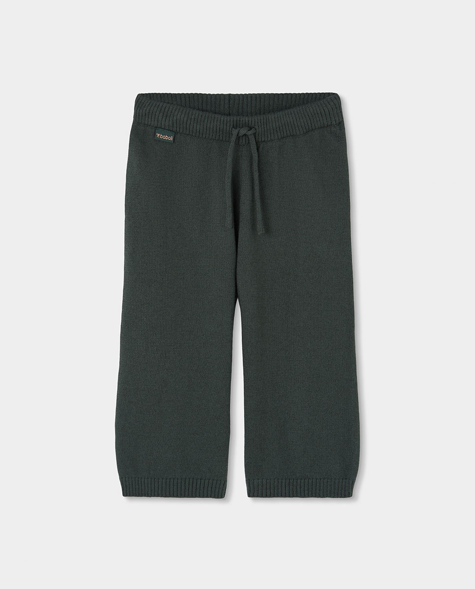 Imagen 0 de Pantalón de punto de niña de tiro alto Verde