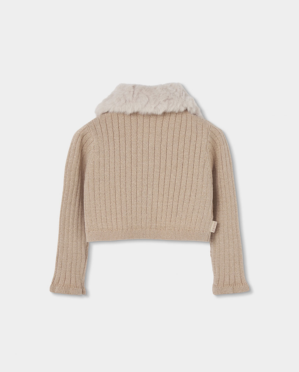 Chaqueta de punto de niña de manga larga con botones - Boboli - Blanco Blanco-3