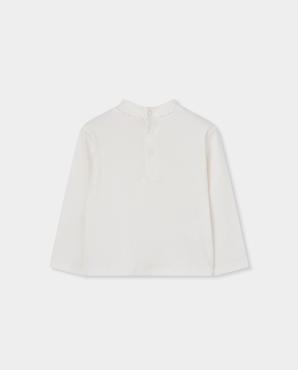 Camiseta de niña de manga larga con cuello semicisne - Blanco Blanco-3