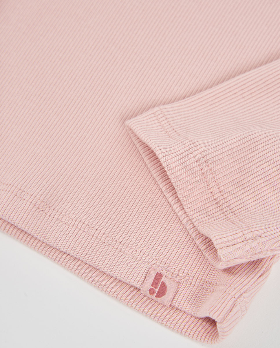 Camiseta de niña de manga larga con cuello semicisne - Rosa Rosa-4