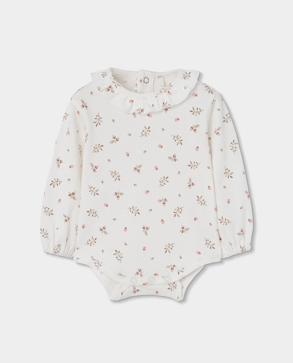 Imagen 2 de Conjunto de bebé niña de algodón de manga larga con cuello redondo - Boboli - Blanco Blanco